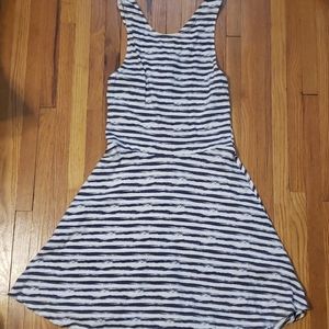 Striped open back halter dress